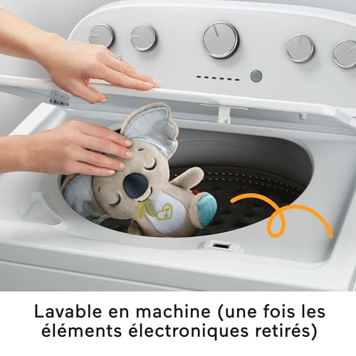 Fisher-Price Doudou Koala à emporter, veilleuse Musicale apaisante en Peluche avec des Sons d’Ambiance ou de la Musique, pour bébés dès la Naissance, JBD65