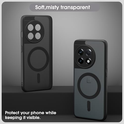 Image of Pikkme Back Cover for OnePlus 11R 5G Compatible with Mag-Safe Smoke Back | Shockproof Design | Hard Transparent Back Case (Black Smoke Mag-Safe)