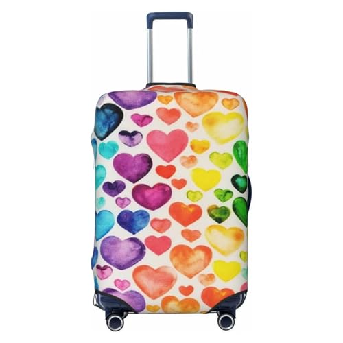 Rainbow Hearts Print Luggage Suitcase Covers Elastic Washable Luggage Protector Luggage Covers For Suitcase