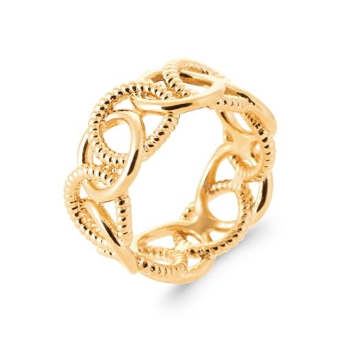 Bague en Plaqué Or Femme avec Anneau Large Ajouré de 10mm