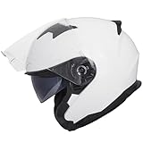 Zorax Blanco XL (61-62cm) ZOR-608 Casco Jet Moto Vintage Doble Visera ECER Homologado Hombre Mujer