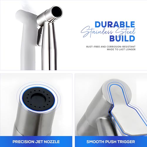 Image of MIORAH MIORAH SS 304 Jet Spray Gun for Toilet | Hand Shower for Bathroom | Health Faucet with High Pressure Spray | Durable Stainless Steel