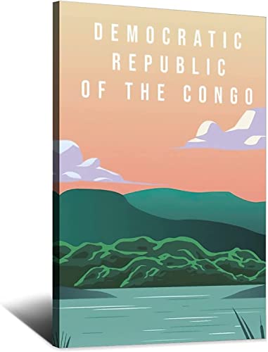 RuiChuangKeJi Imprimé sur Toile 40x60cm sans Cadre Vintage République Démocratique du Congo Voyage Affiche Lac Mur Décor Peinture Affiche Moderne Bureau Décor