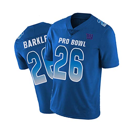 Maglia da Rugby Barkley # 26 Giants Football Americano Abbigliamento Sportivo Fitness T-Shirt Traspirante Maglia da Calcio Ricamo Manica Corta Sport T-Shirt Unisex T-Shirt Traspirante-XL
