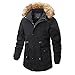 JELLYB Hiver Veste Homme Plus Velours Épaississement Chaude Couleur Unie Longueur Moyenne Homme Polaire Veste Automne Hiver Tendance Mode Jeunesse Détachable Fourrure Col Homme Manteau BQ-Black XL