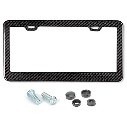 Mega Racer License Plate Frame Carbon Fiber Carbon Frame 1 Piece Stainless Steel Printed Carbon Fiber License Plate Frame W Stainless Steel Screws, Carbon Fiber License Frame JDM License Plate Frame