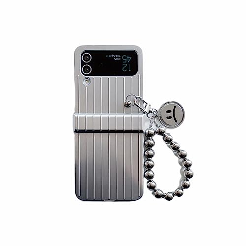 Coque Samsung Z Flip 3 visage souriant motif valise argentée protection antichoc ENILSA