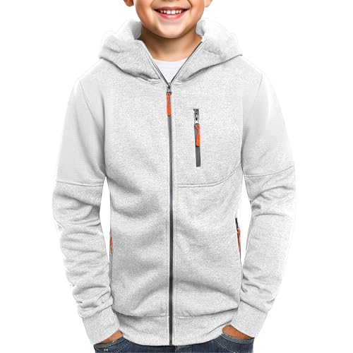 Teen Boys Zip up Ho𝗼dies Plain Thick Cargo Ho𝗼die Sweatshirts Kids Fleece Warm Jacket Fall Winter Clothes