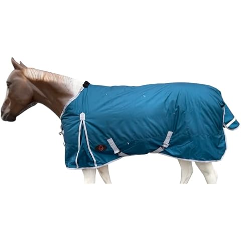 1680Denier Ballistic Nylon HEAVYDUTY Horse Winter Blanket 300GSM (Waterproof/Breathable/Snow & Wind Proof Horse Turnout Blanket) (80, Teal-Grey-Trim) Cover