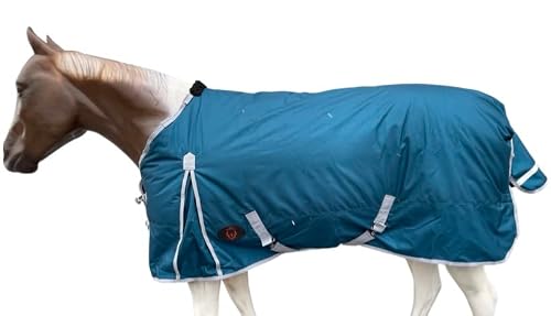 1680Denier Ballistic Nylon Heavyduty Horse Winter Blanket 300Gsm (Waterproof/Breathable/Snow & Wind Proof Horse Turnout Blanket) (76, Teal-Grey-Trim) #TOP4