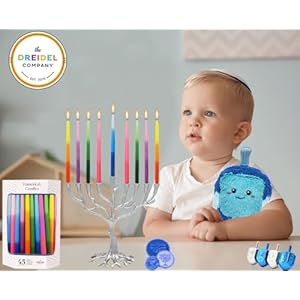 The Dreidel Company Dripless Deluxe Tapered Hanukkah Candles, Multicolored 3-Tone Pastel Decorations, Chanukkah Menorah Candles for All 8 Nights of Chanukah (Single) The Dreidel Company Dripless Deluxe Tapered Hanukkah Candles Multicolored 3 Tone Pastel Decorations Chanukkah Menorah Candles for All 8 Nights of Chanukah Single