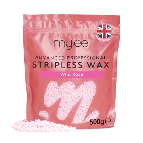 Mylee Advanced Stripless Wax 500g [Wild Rose] Professional Hard Wax Beads, Painless Hair Removal, No Strips Needed, Peelable Hot Wax for Hair Removal, Full Body, Face, Bikini, Brazilian, Hollywood