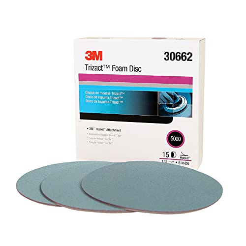 Trizact 3M Hookit Foam Disc, 30662, 6 in, P5000, 15 discs per carton, Blue, 4 UK