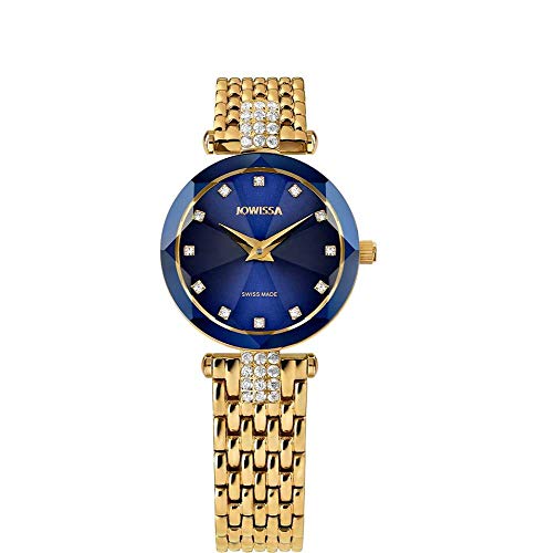 Preisvergleich Produktbild Jowissa Facet Strass Schweizer Damenuhr J5.632.S Blau / Gold