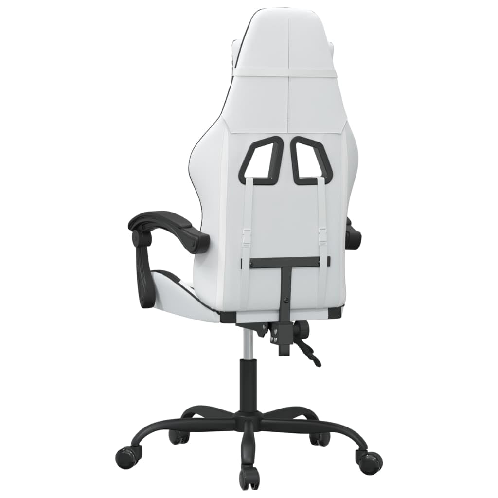 Gaming-Stuhl Drehbar Weiß Schwarz Kunstleder Ergonomisch mit Wippfunktion und Rückenlehne Verstellbar für Homeoffice Jugend PC Esport Komfortabler Chef Sessel