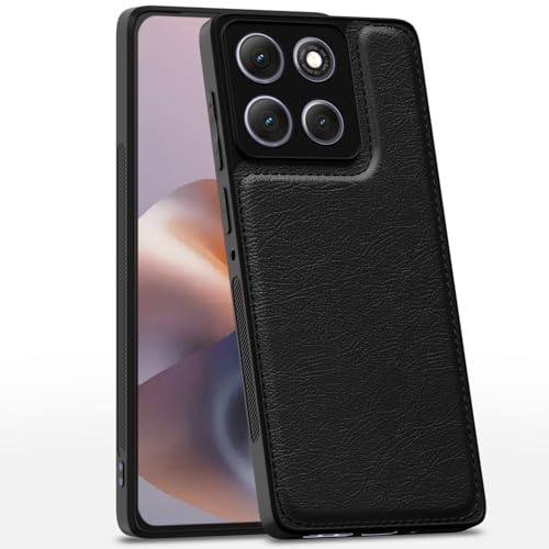 Image of Outlouders Back Cover for Motorola Moto G86 Power 5G | Full Camera Protection | Super Soft-Touch | Raised Edges | Flexible Pu Leather | Bumper Case (Black)