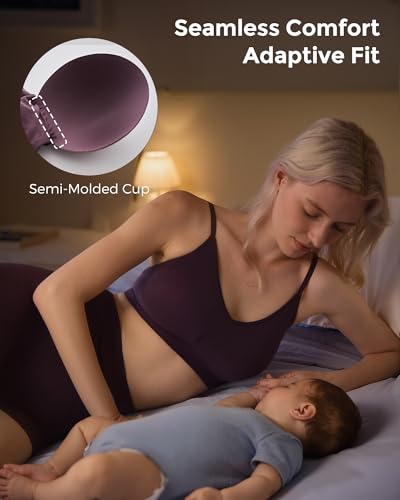 Momcozy Nursing Bras for Breastfeeding and Sleep, Seamless Soft & Stretchy Maternity Bra, V Neck Wireless Pregnancy Bralette3