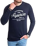 Pflegeleicht und bequem JACK & JONES Herren Langarmshirt aus Baumwolle - Longsleeve Männer (Navy Blazer Opt3 - L)