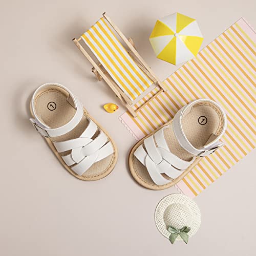 Image of Babelvit Infant Baby Girl Boy Sandals Comfort Premium Summer Outdoor Casual Beach Shoes with Flower Bowknot Anti Slip Rubber Sole Newborn Toddler Prewalker First Walking Shoes