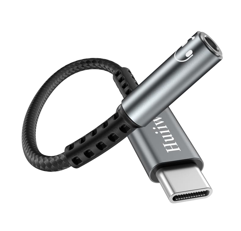 Huiiwiz USB C to 3.5mm Headphone Jack Adapter of Cable Cord and Gray, USB-C to 3.5mm Audio Adapter for iPhone 15 16 17 iPad Galaxy Pixel