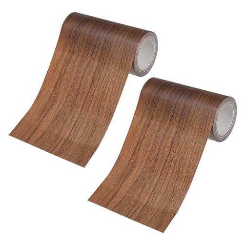 Image of M METERXITY 2-Rolls Wood Grain Repair Tape, 4 Inch x 15ft Self-Adhesive Wood Floor Tape, Realistic Textured Repair Patch, Contact Paper for Furniture /Floors /Home Decor [Dark Brown]