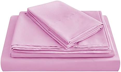 JÁCLER Twin 3 Piece Sheet Set- Microfiber Bedding - Bed Sheets - Extra Soft - Easy Fit - Breathable & Cooling Sheets - Comfy, Wrinkle, Fade - Stain Resistant– Light Pink
