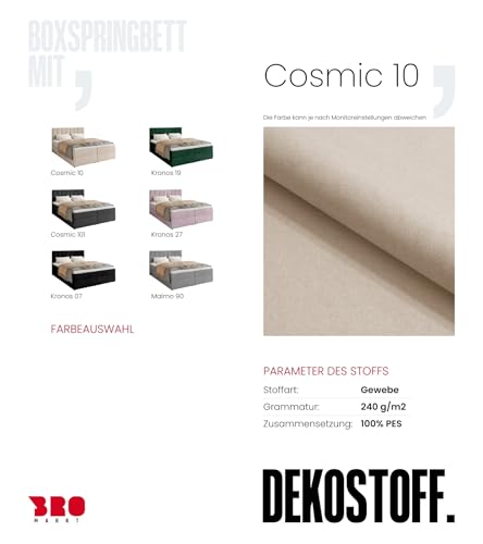 BROMARKT Boxspringbett mit Bonell Matratze Härtegrad H3 140x200cm Polsterbett mit Bettkasten Doppelbett mit Topper gepolsterte Kopfstütze Bett für Schlafzimmer Denver Beige – Bild 7