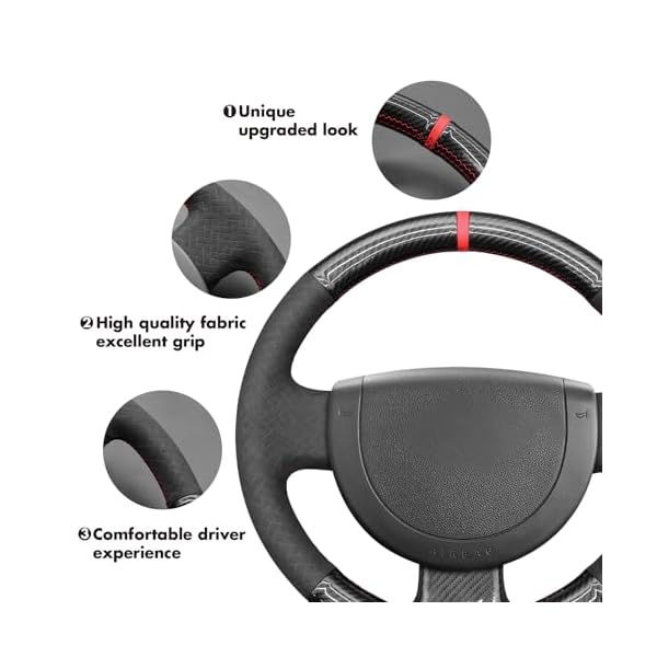MEWANT Steering Wheel Covers for Fiesta MK6 2002-2008 Fusion 2002-2012 Transit Connect 2002-2013 Hand-Stitched Suede Leather Steering Wrap - Image 8