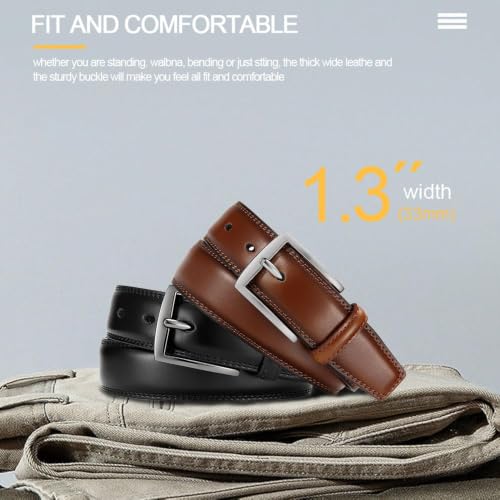 Image of DOOPAI Men's Genuine Leather Dress Belts, 2 Pack, 1.32 inch Wide,