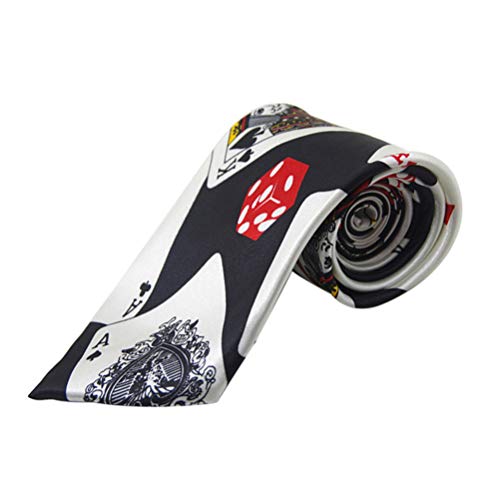 NUOBESTY Polyester Krawatte Krawatte Poker Würfel Druck Krawatte Kostüm für Cosplay Dress Up Accessoires Partyzubeh?r (Schwarzer Hintergrund) Textil Krawatte Für Die Hochzeit