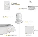Tower Power Bars with Surge Protector, TESSAN Flat Plug Extension Cord 10 Ft with 8 AC Multiple Outlets and 4 USB Ports (1 USB C), 1050J Power Strip Desk Charging Station for Home Office Dorm Room