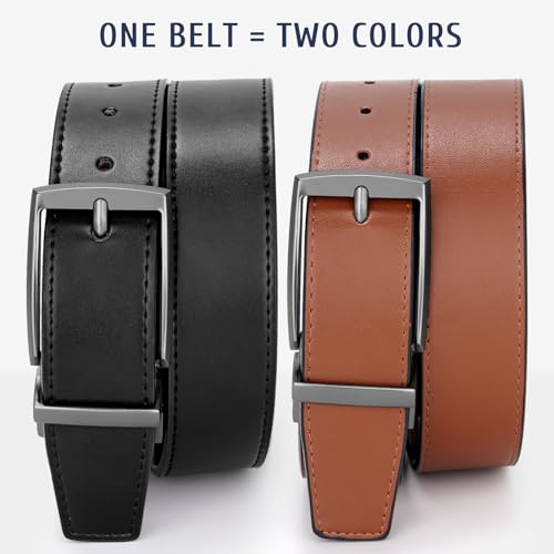 SANSTHS Men's Reversible Leather Belt Golf Jeans Dress Belts for Men2