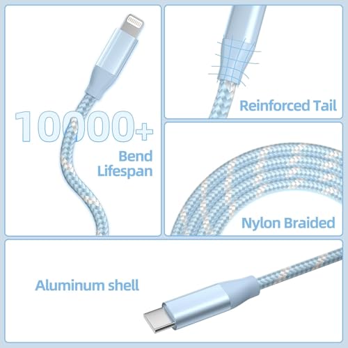 USB C to Lightning Cable 3 Pack 6FT Apple MFi Certified iPhone Fast Charger Fast Charging Type c to Lightning Cable for iPhone 14 13 12 11 Pro Max Xr Xs 8 and More - Image 5