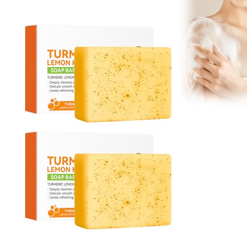 Jabón De Cúrcuma Y Limón Con ácido Kójico - 2 Unidades - Barra De Jabón Natural Para Cara Y Cuerpo, Hidratante Y Suave Para Piel Seca, Sensible O Grasa - Para Una Piel Radiante Y Uniforme