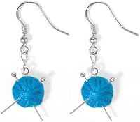 Dearlovey Tiny Yarn Balls Stud Earrings - Mini Crochet Hook Jewelry for Knitting Crochet Lovers, Holiday Gifts