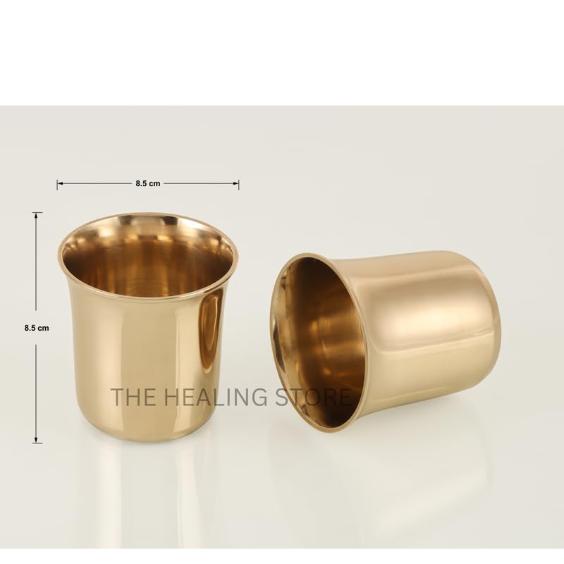 Image of THE HEALING STORE Bronze Kansa Glass, 200 ml Capacity, Gold, Medium Size (Antique)