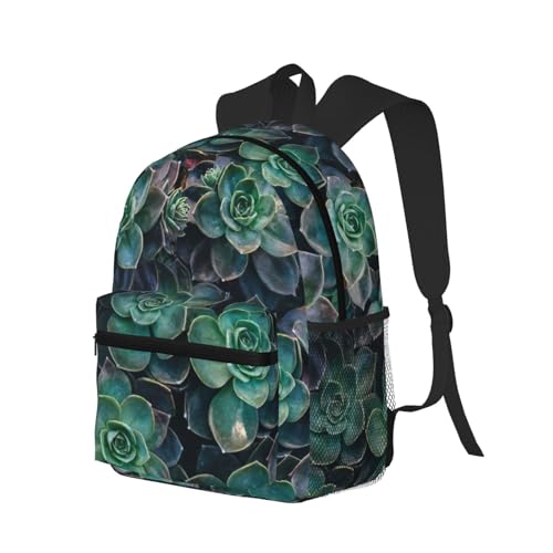 Sac à dos voyage classique imprimé succulentes ordinateur portable noir