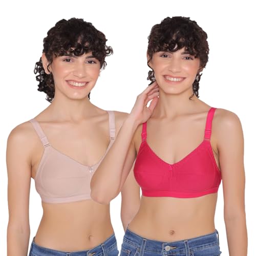 Image of INKURV Full Coverage Cotton Bra for Heavy Bust| Minimizer Bra for Women| Anti-Sagging Breast Lift Up| Non-Wired| Non-Padded Daily Use Bra for Ladies| Combo of 2