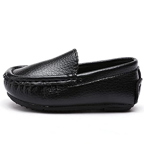 Minibella Toddler Boys Soft Slip On Loafers Comfort Boat Oxford Dress Flat Shoes Black #TOP1