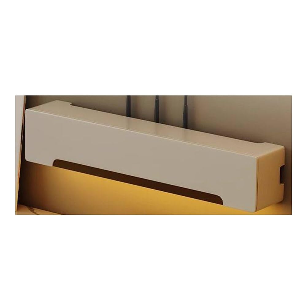 Boîtier rangement pour routeur sans fil et box internet beige