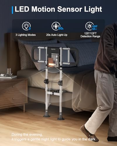 Bed Rails for Elderly Adults Safety - ASTM Compliant, 350 lb Heavy Duty Foldable Bed Assist Rail for Seniors, Adjustable Bed Cane with Non Slip Handle, Light & Pouch, Fits Twin Full Queen King Grey - Image 5