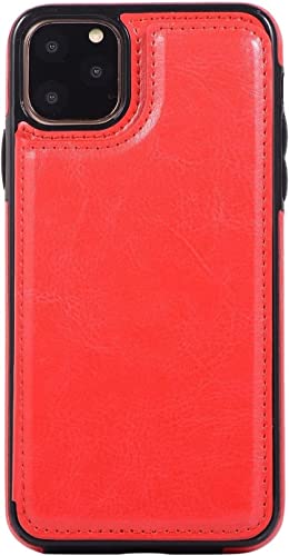 Étui à rabat anti-rayures iPhone 12 Mini en cuir PU rouge