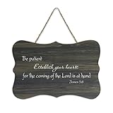 James 5:8 Holzschild mit Aufschrift 'Be Patient Establish Your Hearts for The Coming of The Lord Is At Hand', 15,2 x 25,4 cm, rustikales Bauernhaus, hängende Holzschilder für Eingangstür, Wohnzimmer