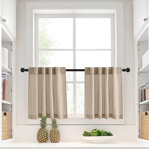 Nicetown NTUSCVBR38SD23424C81 Light Filtering Linen Textured Small Curtain Tiers, Farmhouse Window Treatment Privacy Curtain Valances thumb #1