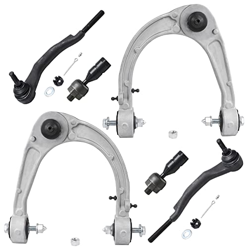 Image of Detroit Axle - AWD Front 6pc Control Arms Kit for 08-14 Cadillac CTS, 2008 2009 2010 2011 2012 2013 2014, 2 Upper Control Arms with Ball Joint 4 Outer & Inner Tie Rods Replacement