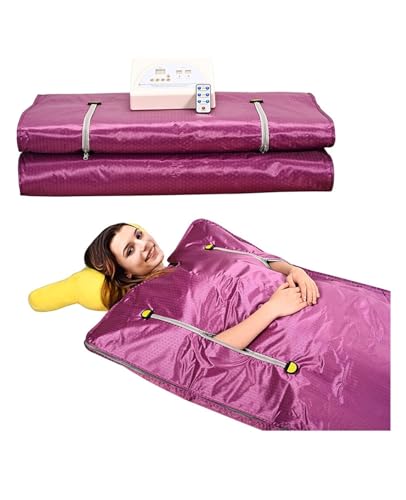 MEIVIYA Manta de Sauna de Infrarrojos lejanos, SPA casero de 2 Zonas, Manta de Sauna ponderada for pérdida de Peso, Terapia Corporal for desintoxicación física(Purple with Zipper)