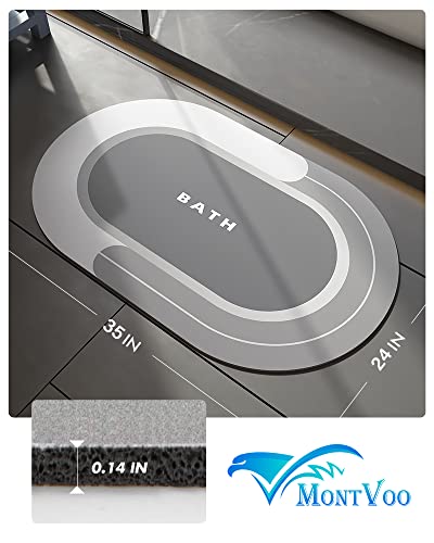 Image of MontVoo-Bath Mat Rug-24 inchx35 inch Innovative Bathroom Rug Mat Super Absorbent Quick Dry Rubber Backed Dirt Resistant Bath Rugs Mats for Bathroom Non Slip Gray Bathroom Rug for Shower Sink Bathtub
