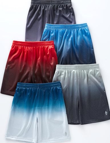 5 Pack Boys Athletic Shorts Mesh Basketball Youth Apparel Kids Sports Active Gear with Pockets3
