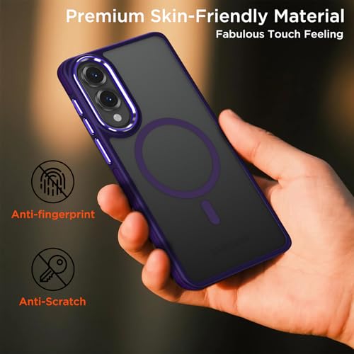 Image of MALEWOLF Case for Samsung Galaxy S25 Edge, Fits for Magsafe, Anti-Scratch Translucent Matte Cover [Non-Slip Grip], Color Hybrid Magnetic Phone Case for Galaxy S25 Edge, Drop Resistant (Dark Purple)