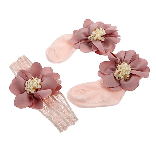 IWOWHERO Baby's First Month Present Newborn Headband Socks Fashionable Adorable Set